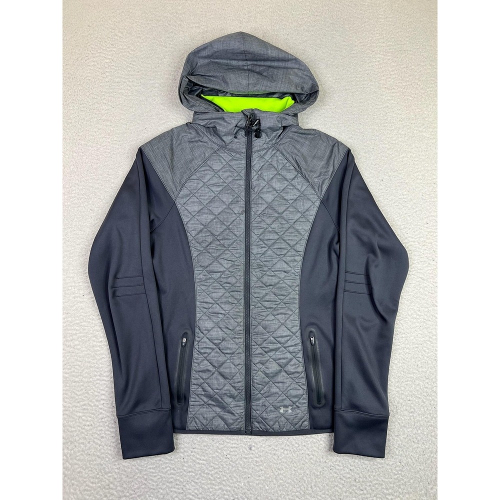 Under Armour Jacket Women's Medium Gray UA Storm Hooded Quilted Full Zip